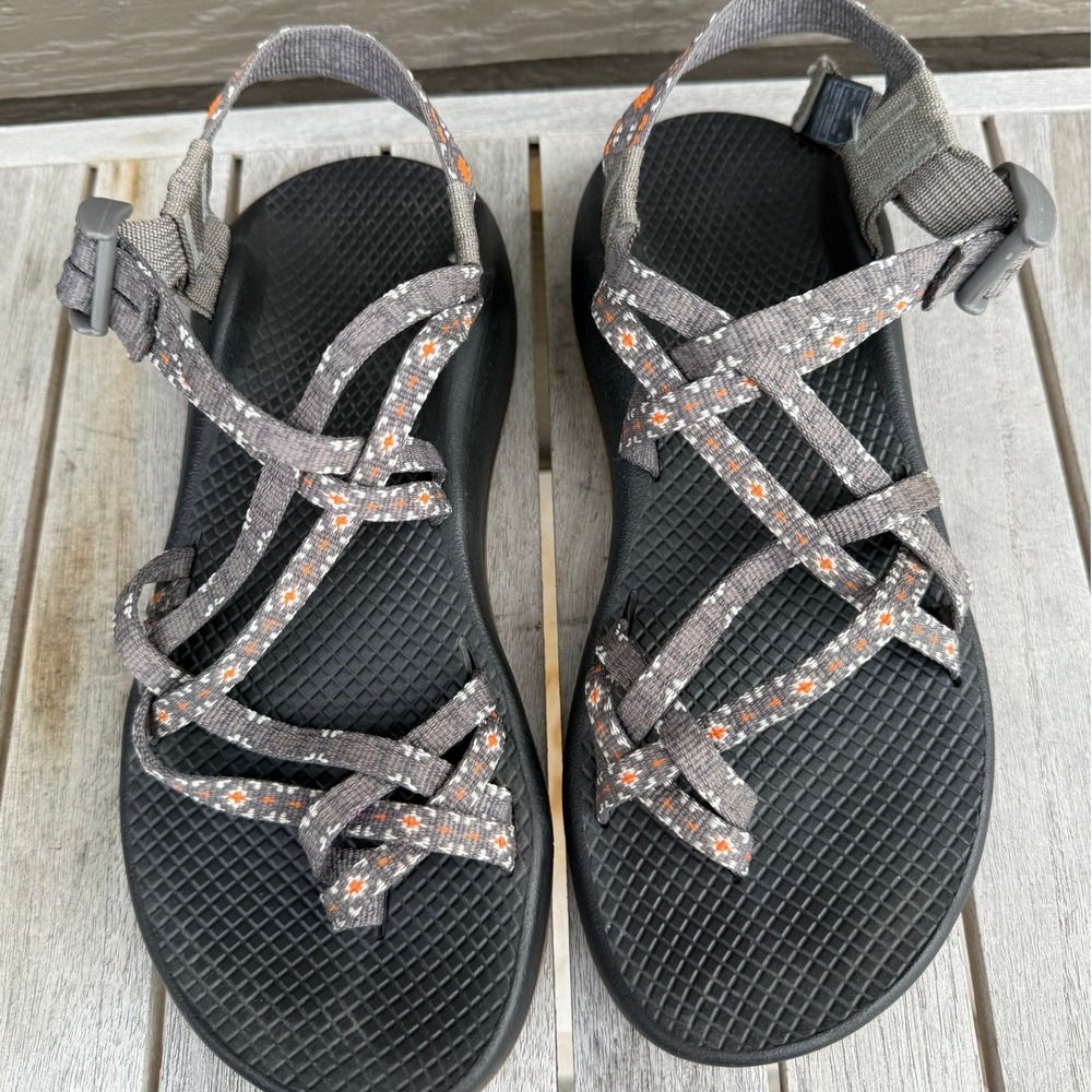 Chaco Sandals Gray Orange Outdoor Sandals Women's Size 8.5